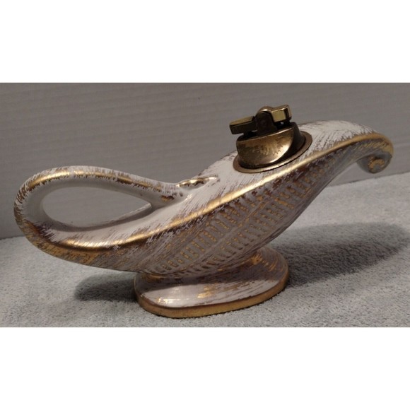 Vintage Table Lighter 22K Gold Tweed Glaze USA Rare Stamped Royal Haeger - Picture 2 of 10